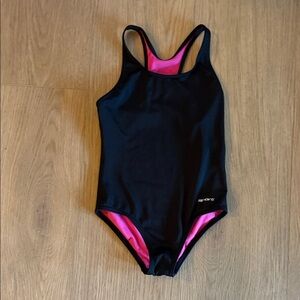Areni Black and Pink Kids One Piece Swimsuit